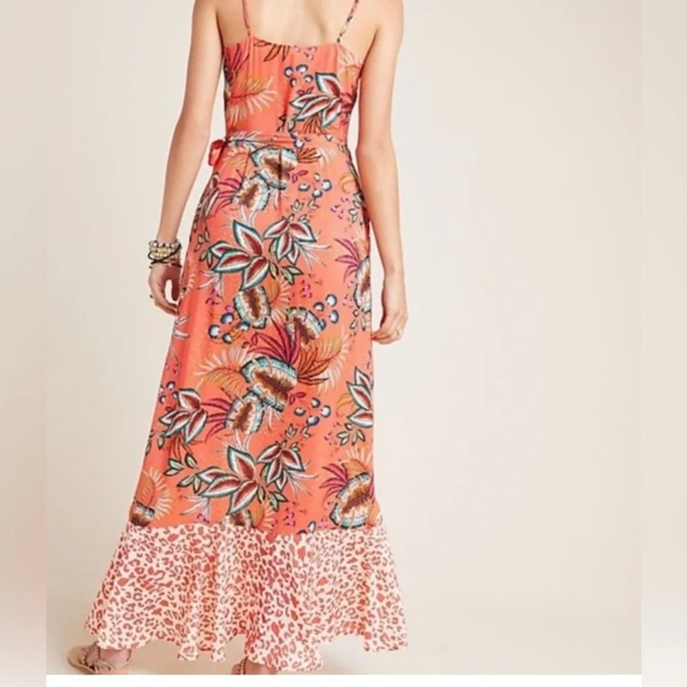 New FARM Rio Vibrant Orange Floral High Low Dress 100% viscose - Picture 5 of 8